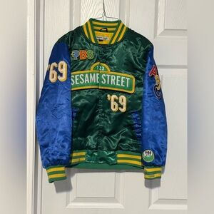 Kids Vintage Jacket Multi Colored Head Gear Classics Pbs Coat Sesame Street Sm